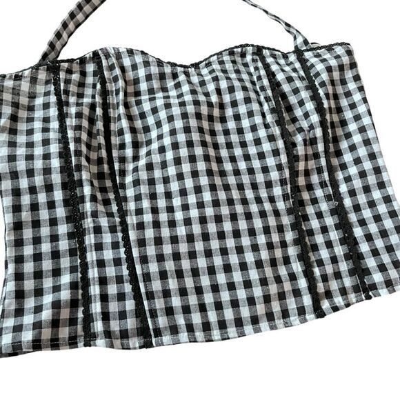 Forever 21 Gingham Check Halter Corset Top - Picture 2 of 4